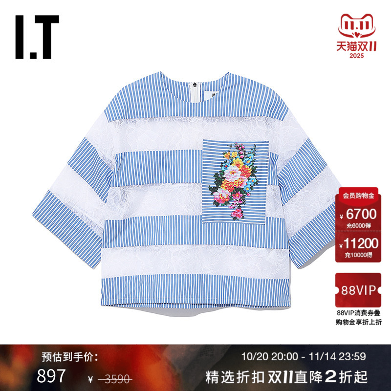 女装短袖上衣时尚复古短款条纹