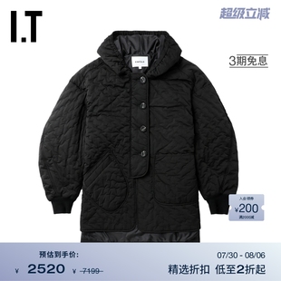时髦质感宽松棉服外套230720X 日本ENFÖLD女装 连帽绗缝大衣新款