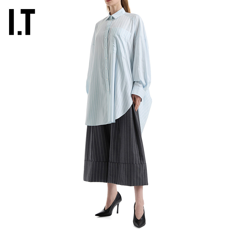 IT 日本ENFÖLD女装中长款长袖衬衫新款宽松廓形条纹衬衣230171XQ,女装/女士精品,衬衫,淘宝优惠券,粉丝福利购,淘宝优惠卷