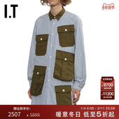 des CDG PLUS男装 COMME HOMME 条纹衬衫 GARCONS 饰口袋中长款