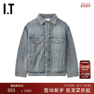 IT GROUNDZERO女装宽松牛仔夹克秋冬新款复古街潮水洗夹棉厚外套