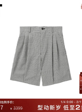 IT noir kei ninomiya女装格纹短裤新品复古时髦宽松西装裤3KP002