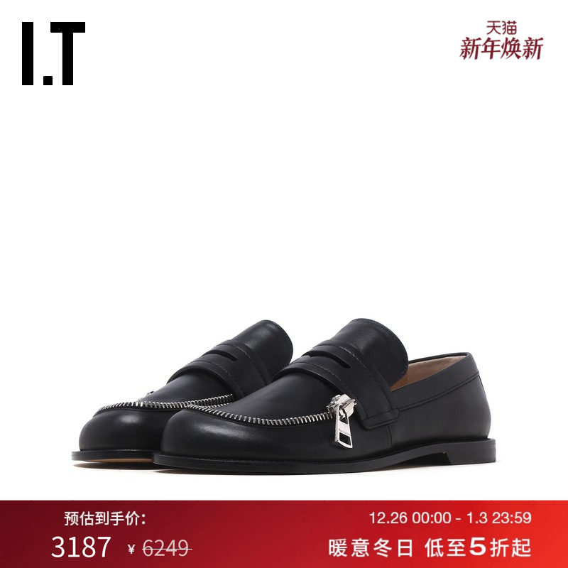 IT JW Anderson男款乐福鞋皮鞋新款时尚通勤拉链装饰一脚蹬休闲鞋