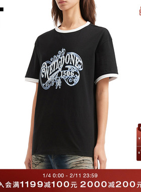 IT We11Done女装宽松短袖T恤新款时尚活力撞色包边半袖762UBKXQ