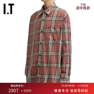 新款 宽松格纹衬衫 复古日系做旧格子上衣外搭964P02 JUUN.J男装