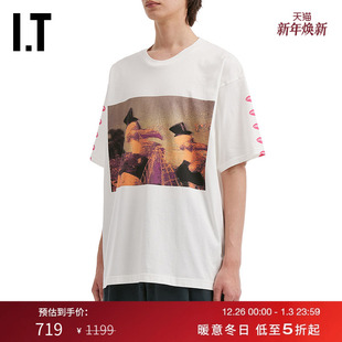 趣味文艺风图案印花圆领半袖 T恤新款 宽松短袖 S28T17MP C.E男装
