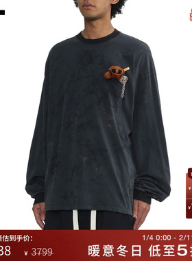 IT doublet男装做旧长袖T恤新款帅气潮趣玩偶装饰圆领上衣CS402MP