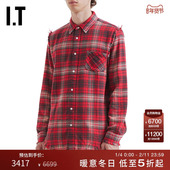 R13男装 毛边格纹长袖 衬衫 新款 休闲复古宽松格子上衣008W25MP