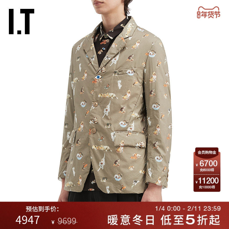 IT UNDERCOVER高桥盾男装西装夹克新款满幅狗狗图案装饰外套41051,男装,休闲西服,淘宝优惠券,粉丝福利购,淘宝优惠卷