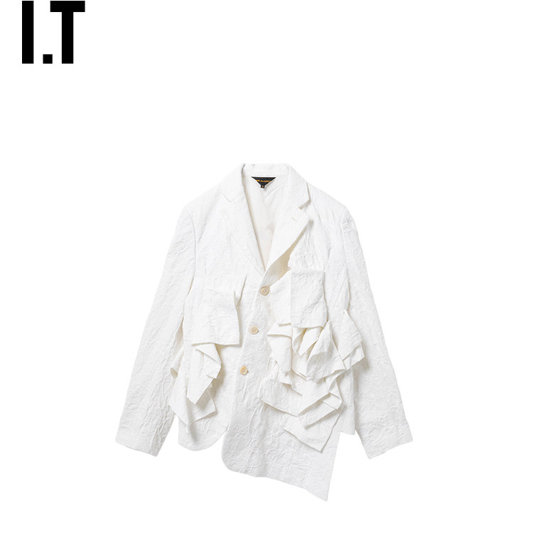 IT CDG COMME des GARCONS女装解构感拼接斜排扣西装夹克外套新款