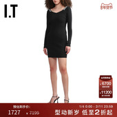 OFF WHITE™女装 交叉袢带修身 罗纹长袖 连衣裙