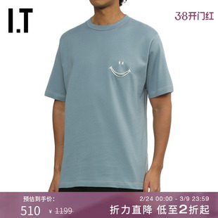 IT MARKAWARE男装圆领短袖T恤新款休闲趣味笑脸装饰半袖0CS01BMP