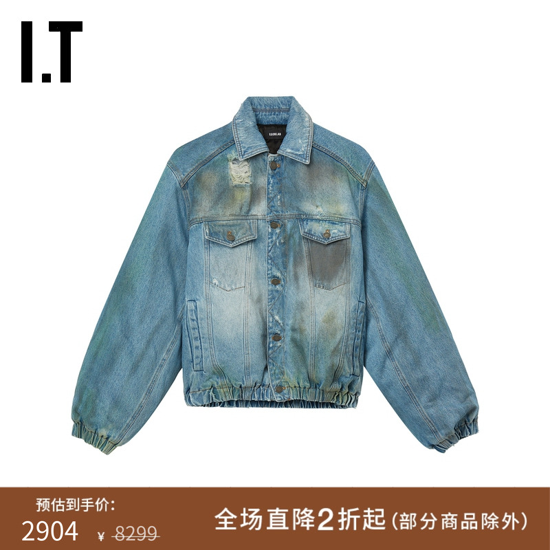 ITEGONLAB廓形翻领牛仔夹克