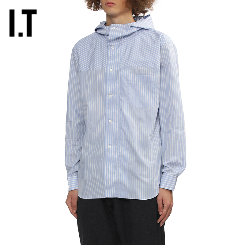 IT条纹连帽衬衫潮流型男