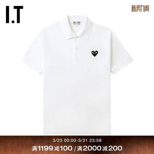 COMME des GARCONS川久保玲情侣款 polo衫 PLAY 纯色短袖 CDG