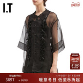 新款 透视网纱薄上衣538360MP 薄纱短袖 衬衫 Simone Rocha男装