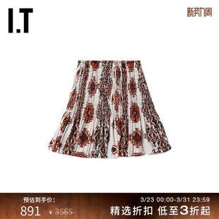 复古色彩感褶饰全幅装 半身短裙新品 饰A字短裙TOMIEXXI IRO女装