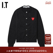 CDG GARCONS川久保玲情侣款 PLAY COMME des 圆领羊毛针织开衫