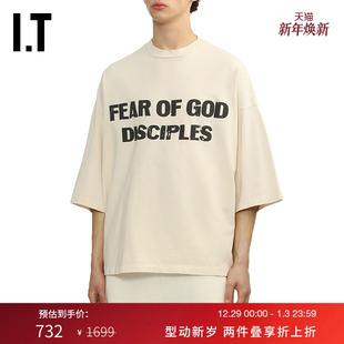 FEAR T恤新款 廓形七分袖 酷感潮流宽松上衣10309HMP GOD男装