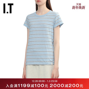 rag T恤新款 条纹短袖 清爽休闲合身圆领内搭RE7C25XQ bone女装