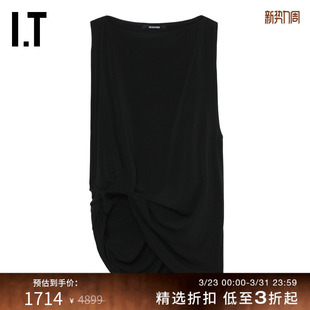 上衣新款 船型领无袖 时髦优雅不对称褶饰宽松背心 JACQUEMUS女装