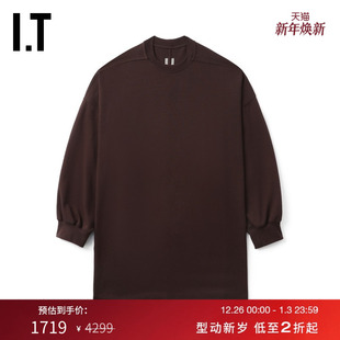 T恤新款 小圆领长袖 Owens男装 随性休闲宽松纯色上衣5276BA Rick