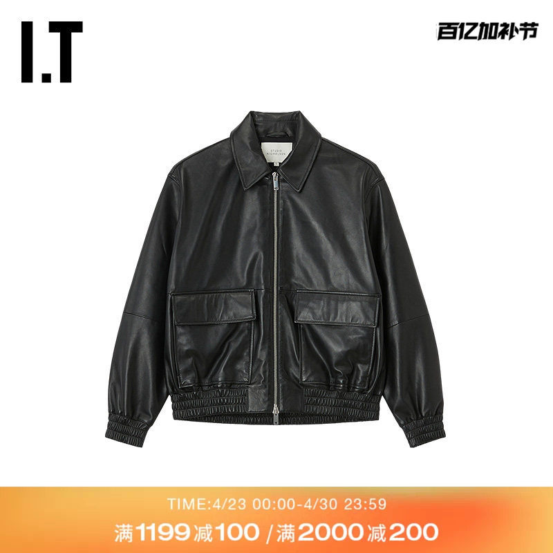 IT STUDIO NICHOLSON男装皮衣皮夹克新款复古有型翻领拉链皮外套