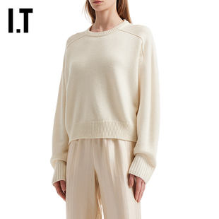 IT LouLou Studio女装圆领针织衫新款时尚质感纯色薄毛衣针织上衣