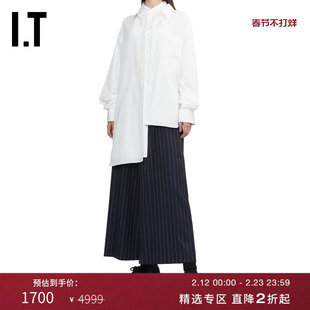 IT CDG COMME des GARCONS女不对称叠层假两件衬衫新款时尚设计感