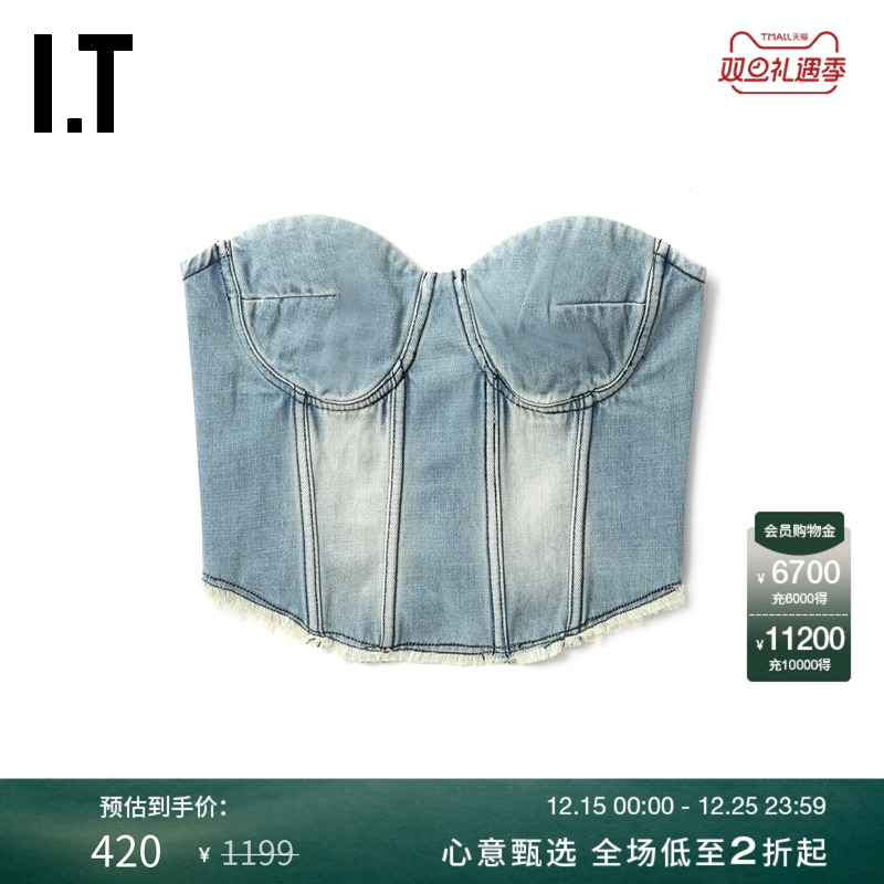 ITGROUNDZERO修身牛仔抹胸上衣
