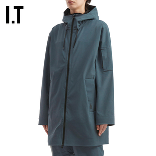 IT RAINS男装中长款连帽拉链大衣新款简约户外风风衣长外套12510A
