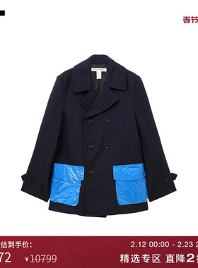 IT CDG COMME des GARCONS SHIRT男装材质拼接双排扣翻领夹克外套