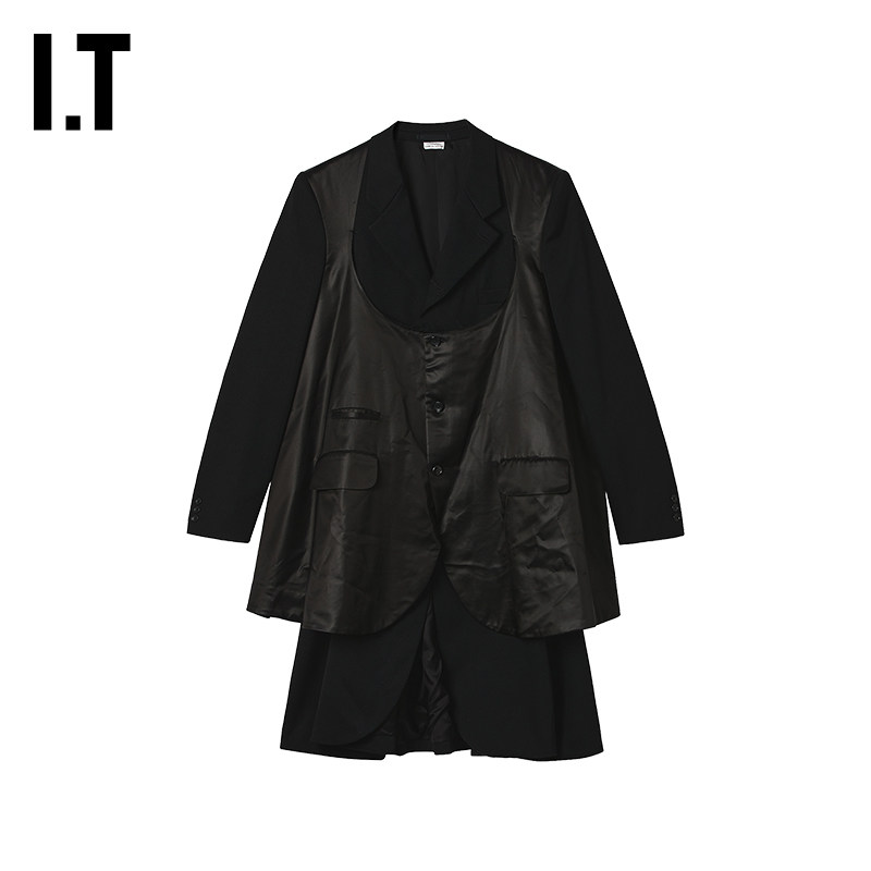 IT CDG COMME des GARCONS HOMME PLUS男装叠层西装解构感长大衣