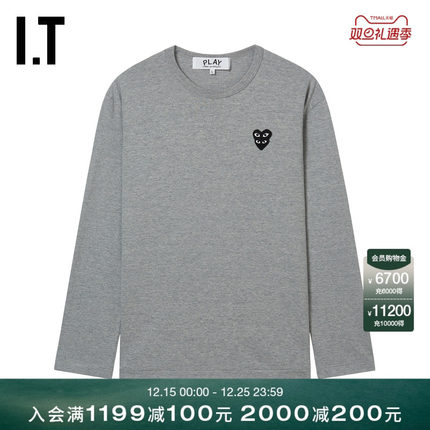 IT CDG PLAY COMME des GARCONS川久保玲情侣圆领长袖T恤休闲简约