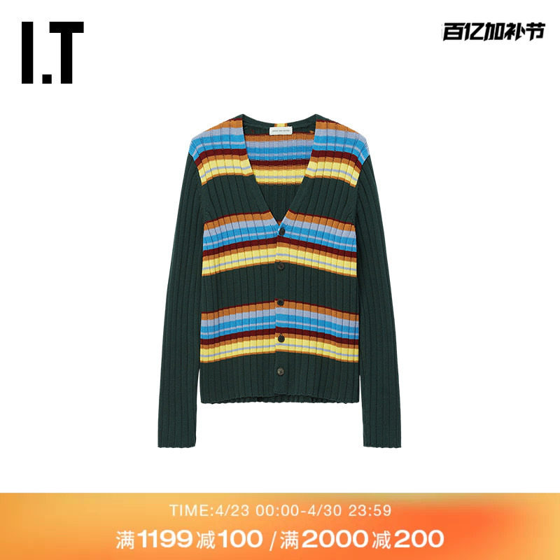 IT DRIES VAN NOTEN男装针织开衫新款时尚亮眼拼色条纹针织外套