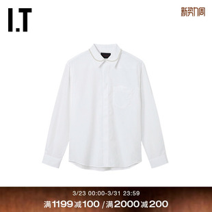 Simone 新款 Rocha男装 衬衫 串珠领口缀饰衬衣542287MQ 纯色长袖