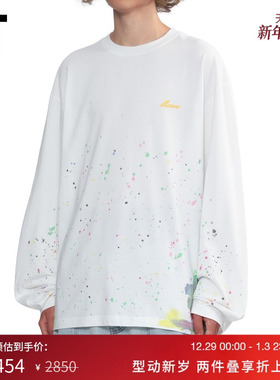 IT We11Done男装长袖T恤新款潮流个性泼墨印花宽松上衣734UWHMP