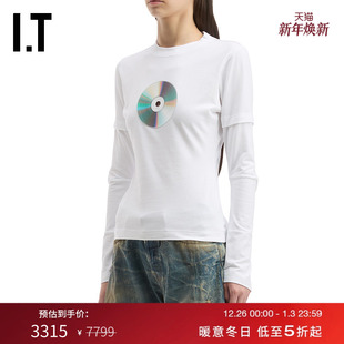 光盘图案装 T恤新款 合身长袖 饰圆领上衣LS770WXP VETEMENTS女装