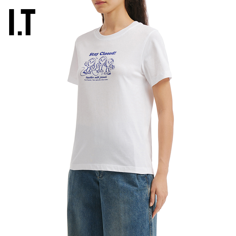 ITCLOSED合身短袖T恤可爱清新