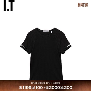 HELMUT 时髦个性 LANG女装 T恤新款 罗纹上衣505001XQ 圆领短袖