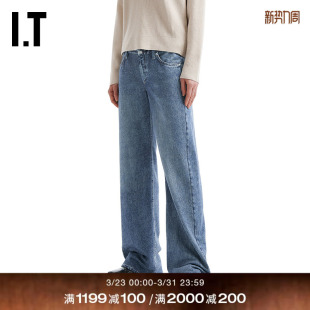 bone女装 宽松牛仔裤 直筒裤 rag RC6225XQ 腰叠层长裤 双裤 新款