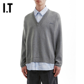 通勤衬衫 拼接薄毛衣251P11MQ 新款 时尚 JUUN.J男装 假两件针织衫