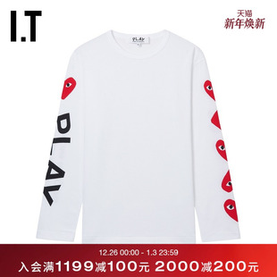 CDG GARCONS川久保玲情侣爱心徽标印花长袖 PLAY des T恤 COMME