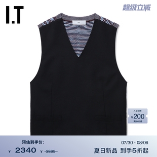 V領(lǐng)針織背心新款 TOGA ARCHIVES男裝 復(fù)古質(zhì)感拼接上衣1FE311MO