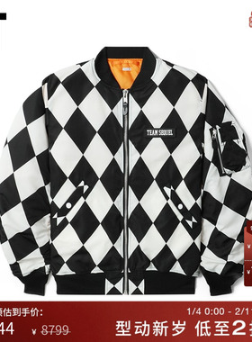 IT SEQUEL男装棒球服夹克新品复古摩登菱形格拼色拉链外套WJK01MK