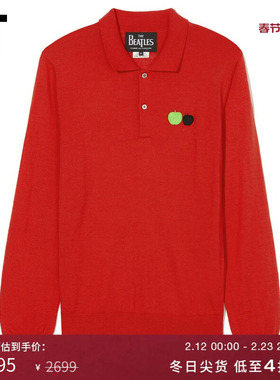 IT CDG BEATLES男装长袖polo衫时尚简约彩色苹果刺绣缝饰003051ML