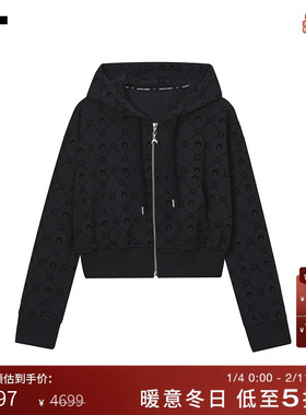 IT MARINE SERRE女装连帽拉链夹克新款时髦活力新月图案卫衣外套