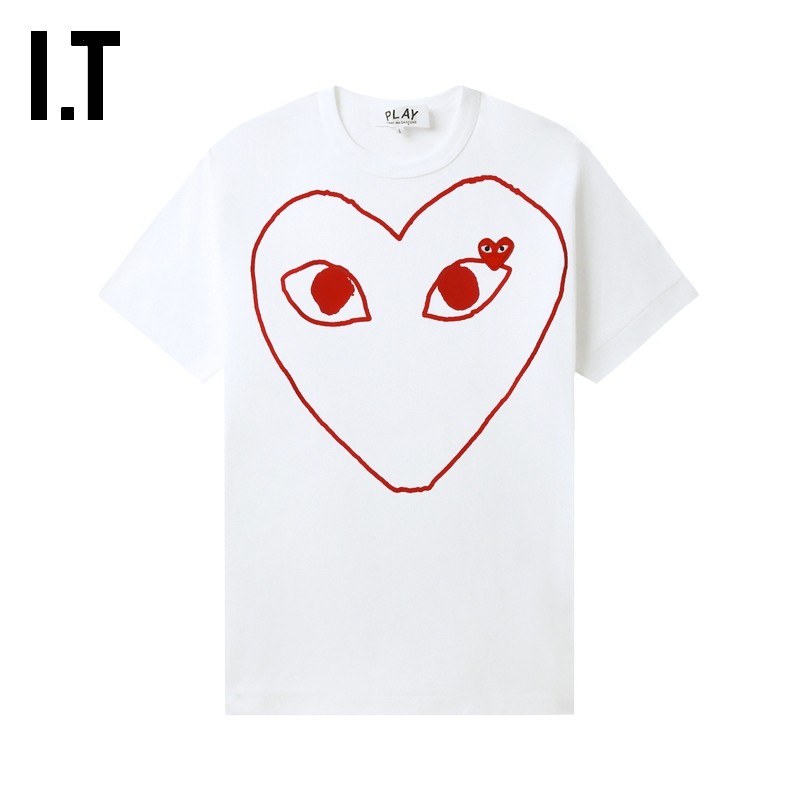IT CDG PLAY COMME des GARCONS川久保玲情侣爱心logo装饰短袖T恤