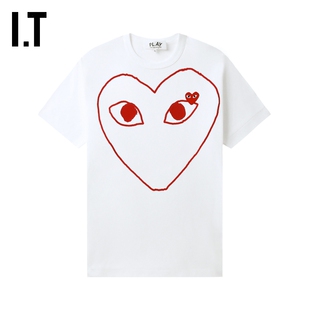 IT CDG PLAY COMME des GARCONS川久保玲情侣爱心logo装饰短袖T恤
