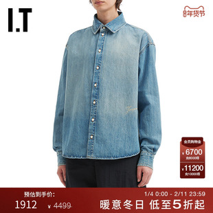 IT JACQUEMUS男装长袖牛仔衬衫新款休闲潮流水洗磨白上衣545017MP